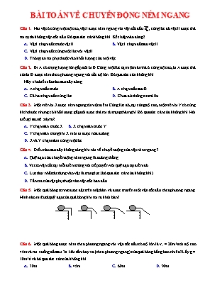 25 Câu trắc nghiệm Vật lý 10 - Bài 15 Bài toán về chuyển động ném ngang (Có đáp án)